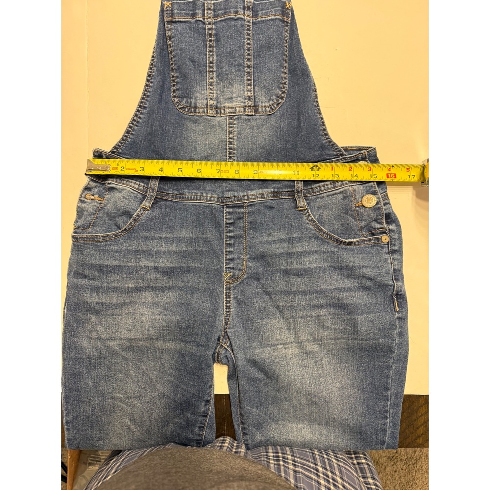 WallFlower Womens Denim Overalls Medium Wash Slim Leg Stretch WFN12798M L - Picture 3 of 7